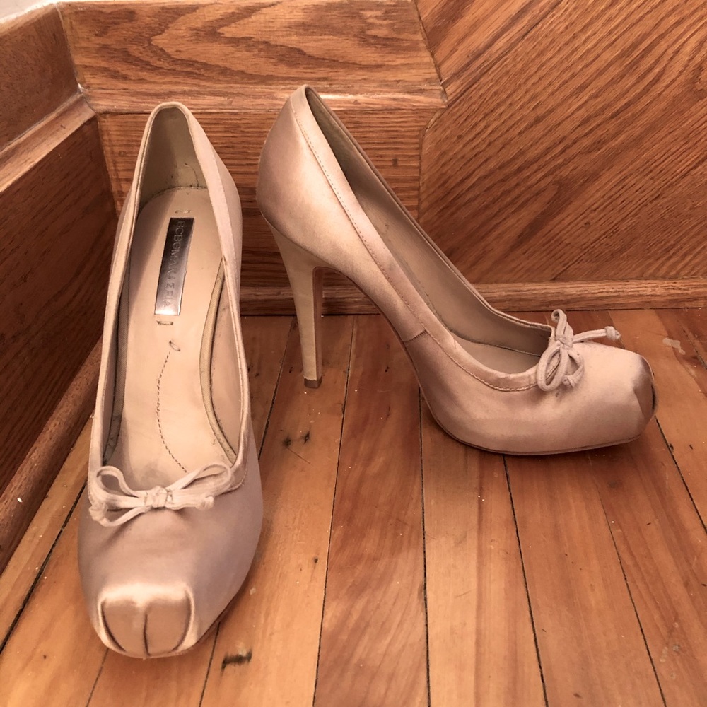 BCBG pink satin heels